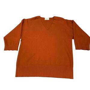 Wilfred Free - Aritzia Pullover V Neck Sweater Women's Size 2 Orange Rib Trim